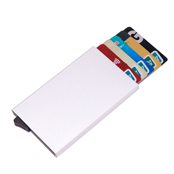 Pop-Up Kortfodral - Aluminiumfodral - (RFID-Säkert) Silver Silver Silver
