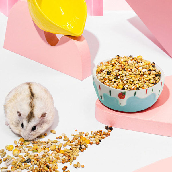 IG 2st Hamster Matskål, Smådyr Keramisk Mat- og Vannkopp