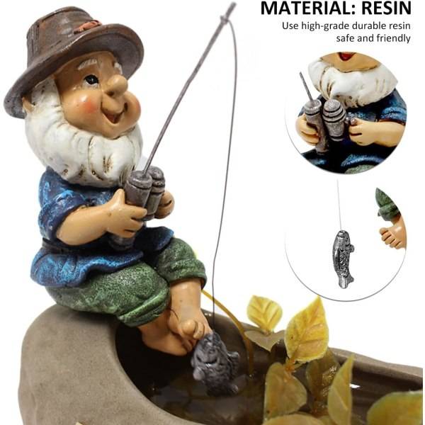 IC Havefigur Fiske Tomte Dværg Dekoration Have