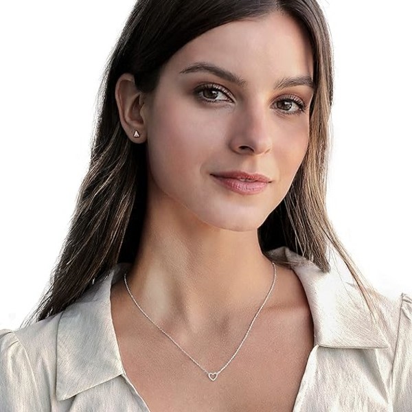 IC 14K gullplater Cubic Zirconia hjerte halsbånd | Söta läckra kärlekshängande halsband för kvinnor