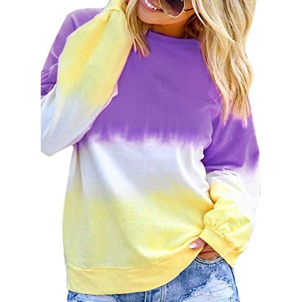 IC Eytino långärmad tröja for kvinder Colorblock Tie Dye trykt