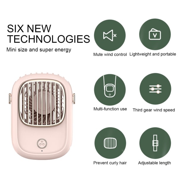 IG Handhållen fläkt Mini personlig fläkt med uppladdningsbart batteri pink