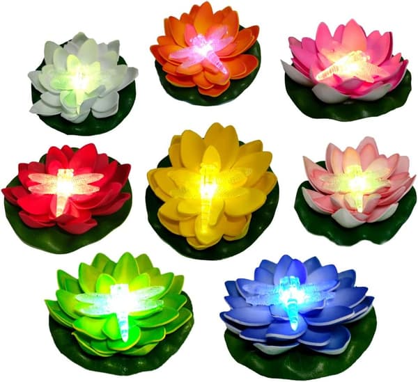 Flydende Pool Lys, LED Lotus Blomsterlys, Batteri