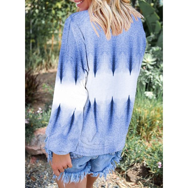 IC Eytino långärmad tröja för kvinnor Colorblock Tie Dye printed