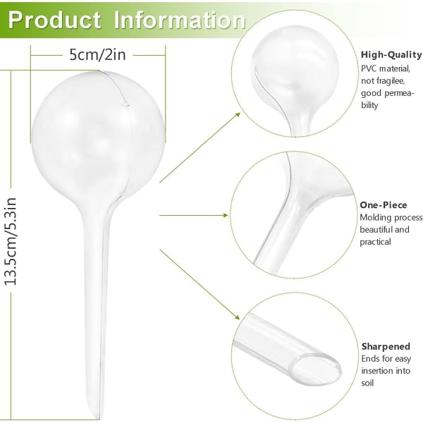 14 stk gjennomsiktige plantevanningskuler, selvvannende plastløk, automatisk vanning av blomster for hage, innendørs, utendørs plante