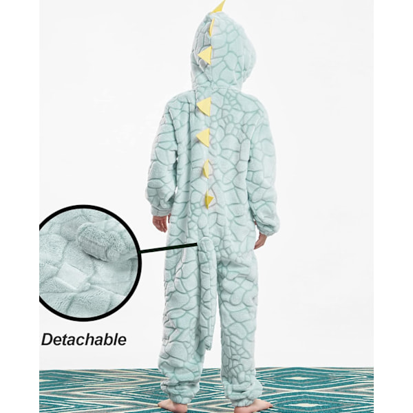 Dinosaur Onesie Pyjamas til Børn - Drenge og Piger - Drage Hoodie Kostume Unisex Grøn Sovejakke Jumpsuit