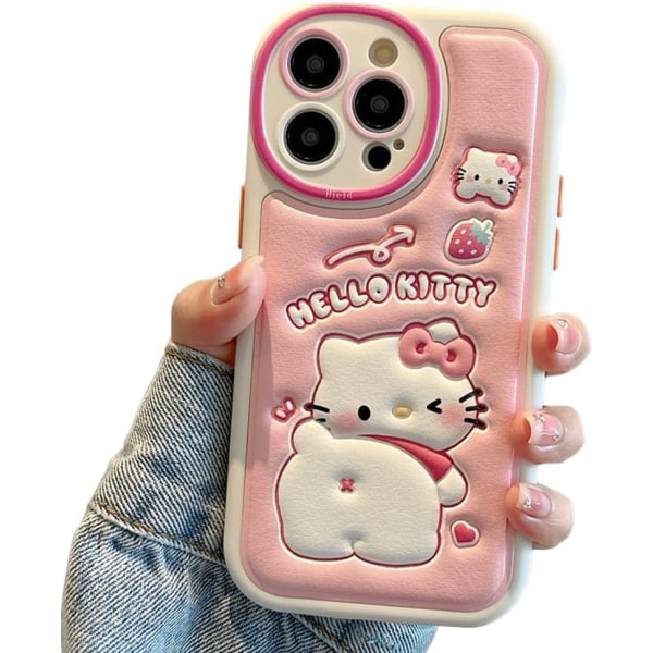 IC Cartoon Case för iPhone 12 Pro 6.1'', Kawaii Cute Kitty Cat case Silikon 3D- cover Mjuk TPU Stötsäker skydd för barn, flickor och kvinnor