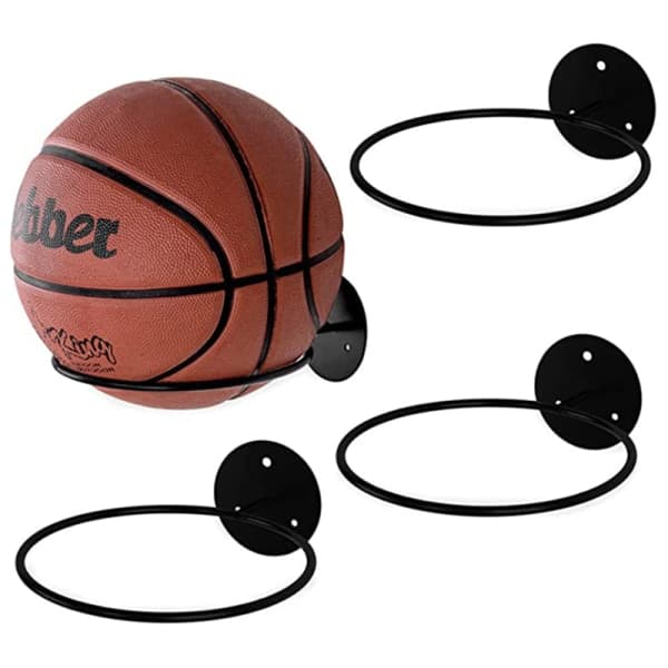 IC Væghængt Basketboldholder Jern Multifunktionsfodbold Sort One Size