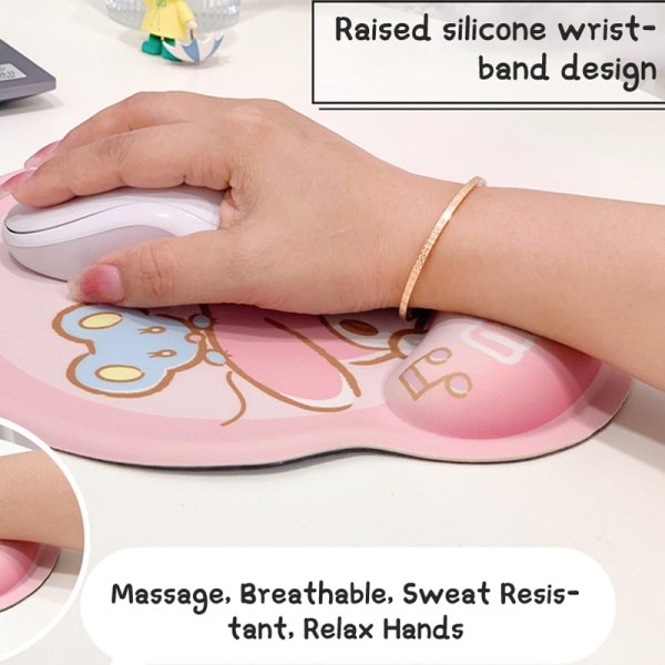 Tegneserie musmåtte med håndledsstøtte Anti-slip gummi computermåtte A3