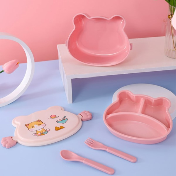 IC Skolbarn Dubbel Bento Lunchlåda Läcksäker Cartoon Anime Con Rosa