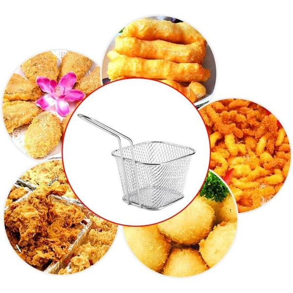 8 st Fritös Korgar, Fritös Korgar i Rostfritt Stål Fritös Korg Minimatkorg för Fritering av Pommes Frites