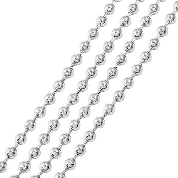Kuglekæde i rustfrit stål med 10 forbindelsesstykker til loftsventilatorer og persienner, 5 meter 4,5 mm, sølv