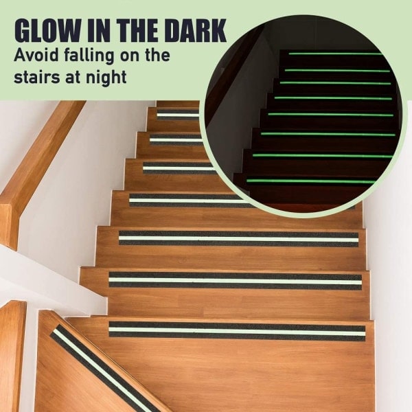 IG Halkskyddande Glow-in-the-Dark Tejp för Trappsteg, Självhäftande Luminous