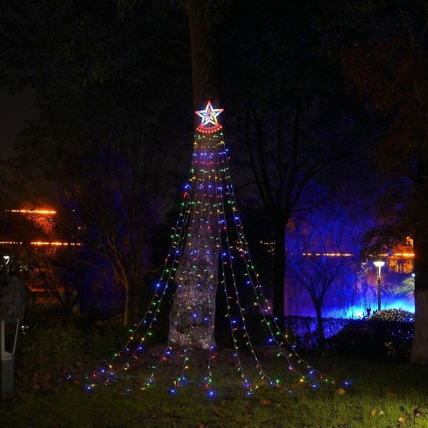 IC Utomhus juldekoration Star String Lights Tree Top Fairy Lights for uteplats Trädgård Bakgård Dekor fire farger