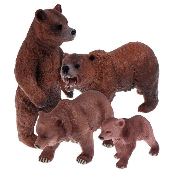 IC Grizzly Bear -lelufiguurit, metsäeläinten perheen figuurit