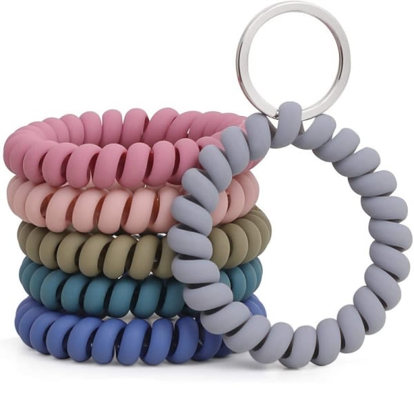 6ST Strekkbart armbånd Armbånd Nøkkelring Håndledd Nøkkelring Armbånd, Spring Fleksibel Spiral håndledsspole ? Armbånd Armbånd Nøkkel IC