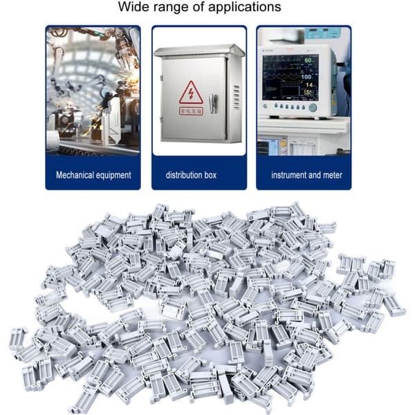 200 st Guide Rail Monteringsplint Fixeringsskruv Fast Ändstopp Plastspänne Vit DUBUNS