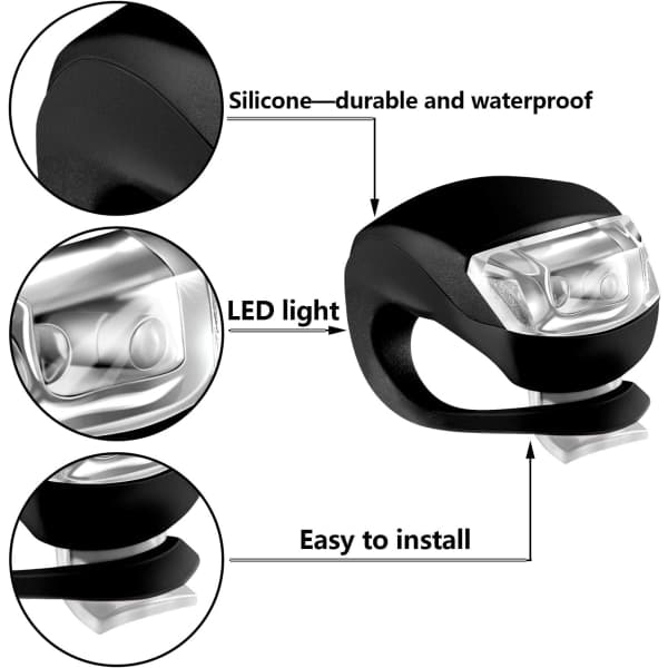 12 stk. silikone cykellys cykellampe LED cykel forlygte