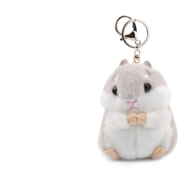 1 st Söt hamster plysch nyckelring gosedjur nyckelring Charm handväska hänge (grå) IC
