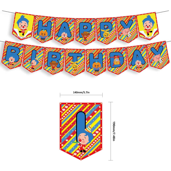 IC Plim Plim Bursdagsfestdekorasjoner Karneval Sirkusfestutstyr Inkluderer Gratulerer med dagen Banner Ballonger Kaketopper Cupcake Topper