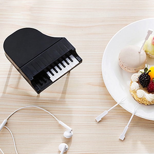 IC 10st Piano Frugtgaffel Kreativ Piano Keyboard Plastgaffel Kid sort