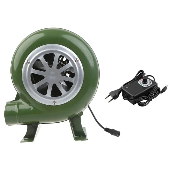 Bærbar BBQ-blåservifte 80W Justerbar hastighet Jernluftblåser for grill Piknik Camping Matlaging Grønn