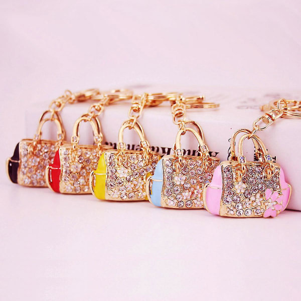 Damväska Nyckelringar for kvinnor Bling Bag Nyckelring for flickväska Väska eller bilhänge, gul IC