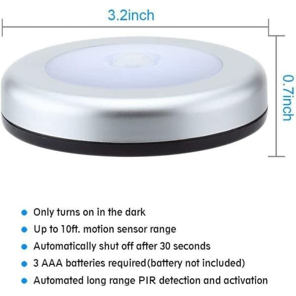 IC LED-skab/skuffe 6 Natlys LED-bevægelsessensorlys med magnetisk base