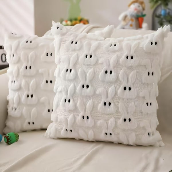 Nordisk Påskehare Putetrekk Plysj Jacquard Stue Sofa Pute Seng Pute Putetrekk Light gray rabbit Pillowcase + pillow core
