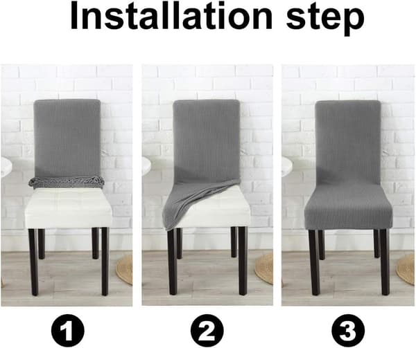Elastisk stoltrekk for spisebordstoler, 4-pakning, khaki grå