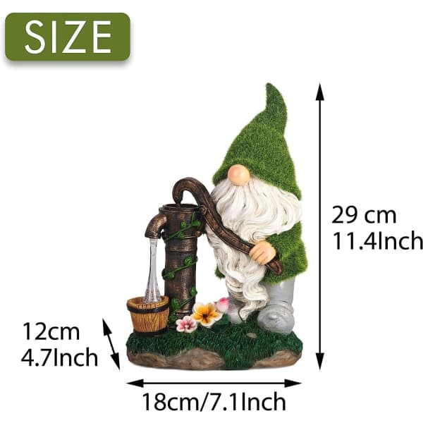 IC Flockade Trädgårdstomte Dekorationer, 29 cm Stor Rolig Tomte Utomhus