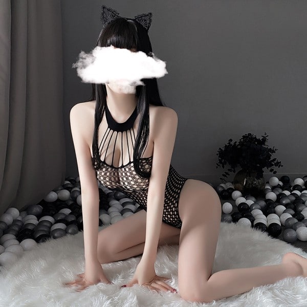 IC Body Dam Sexiga Underkläder Sovkläder Mesh Genomskinlig Catsuit