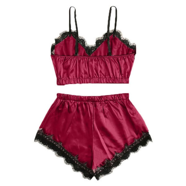Silkeblonder Perspektiv Pyjamas Dame Sexy Sling Satin Sov Tøj Vinrød M