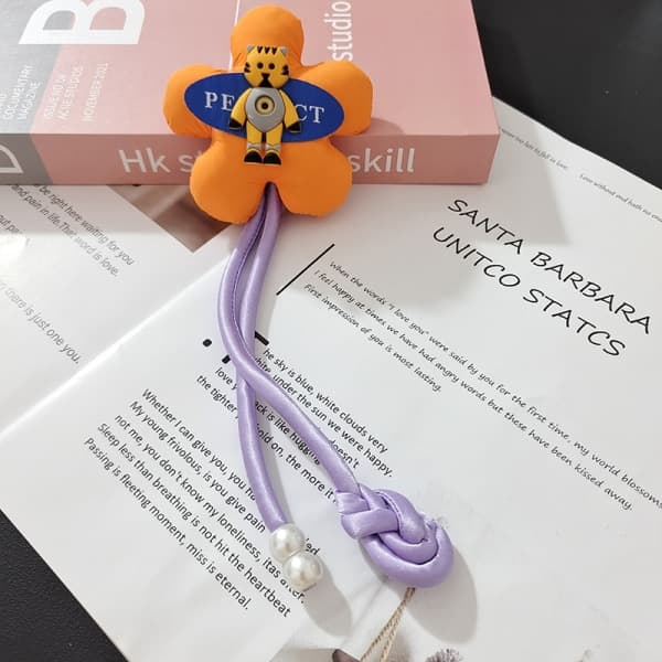 IC til kvinder Stof Puf Blomst Broche Tilbehør Vedhæng Bil Dec Orange