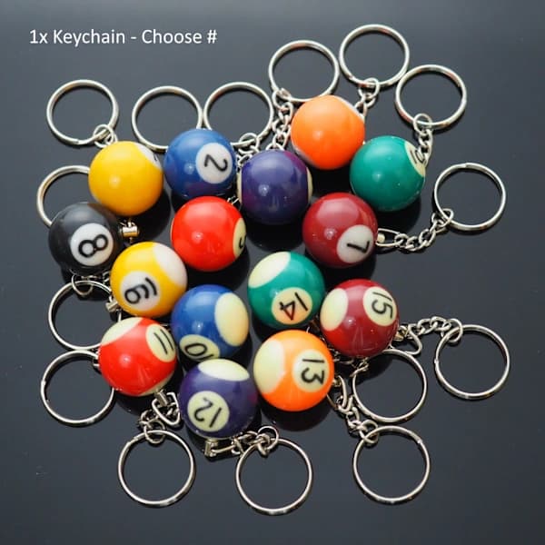 1x Biljardbord Poolboll Nyckelring Cool Spelarpresent - Välj Nummer 1-15 10 10