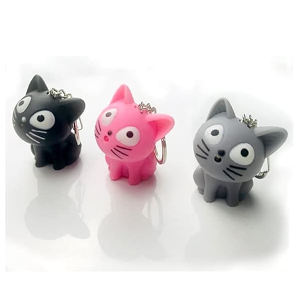 Sæt med 4 søde katte LED-nøglering med lyd lommelygte Lover G IC