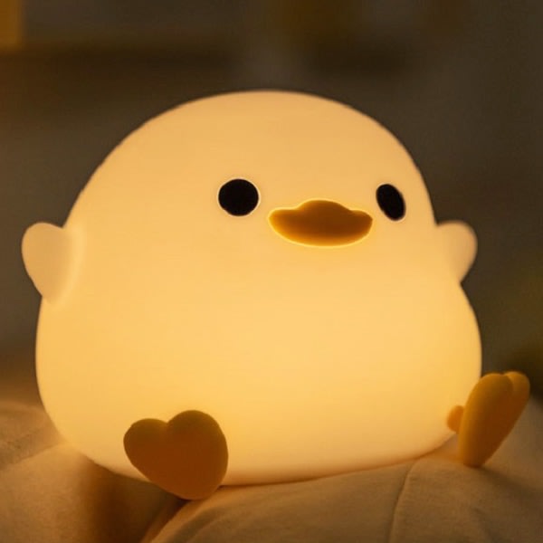 IC LED Cute Bean Duck Night Light, Cute Duck Lamp med timer