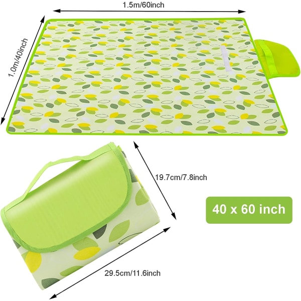 IC Utendørs piknikteppe Foldbar vanntett sandmatte Ekstra stor piknikteppe for strandcampingvandring (grønn, 40 x 60 tommer)