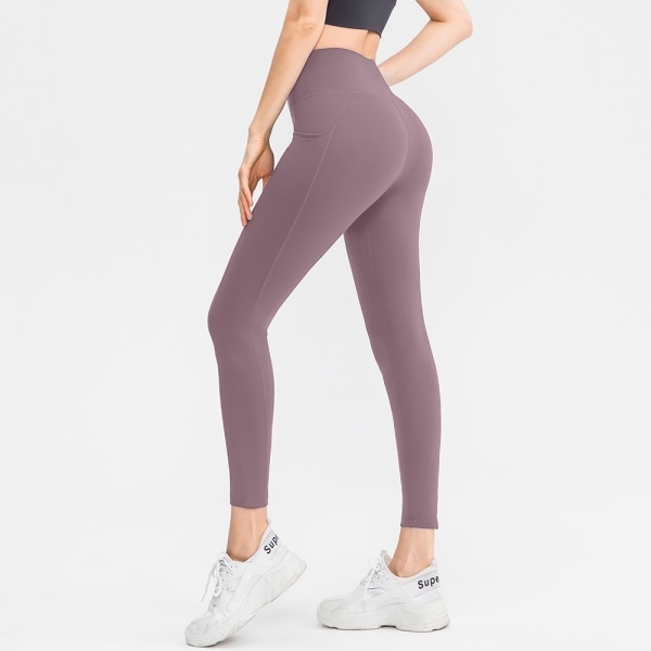 IC Yogabyxor med hög midja för kvinnor, Yoga Leggings för träning - lila