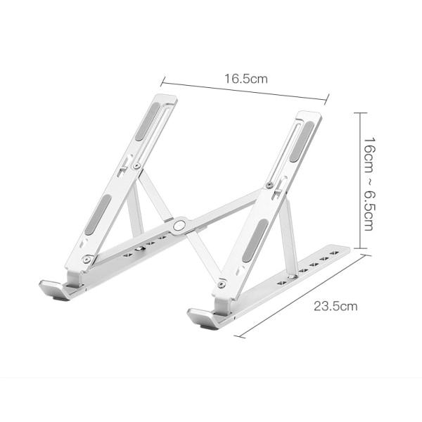 Bærbar datamaskin stativ i aluminium, ergonomisk justerbar datamaskin stativ i høyde, sølv