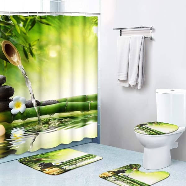 IC 4-dels dusjforheng, med 12 kroker, Flow Water Bamboo