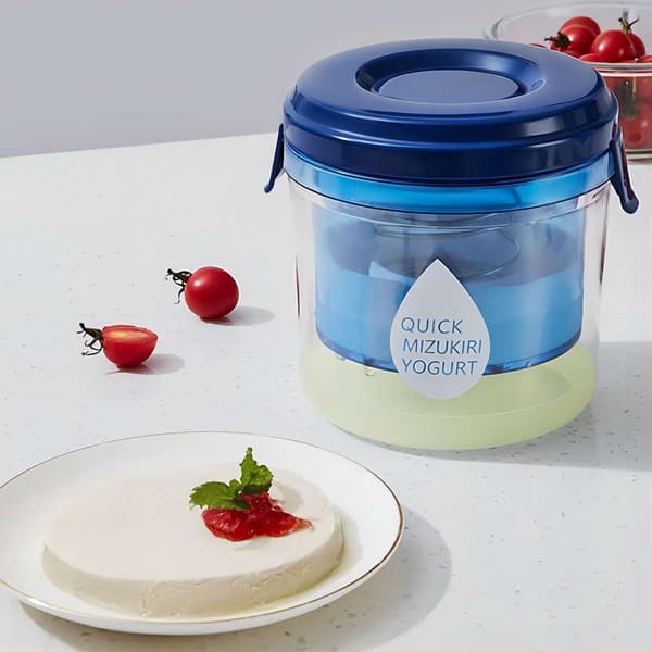 Klar - blå - Gresk - yoghurtsil - med - lokk - ultrafin - små - mengder - kremet - Lett