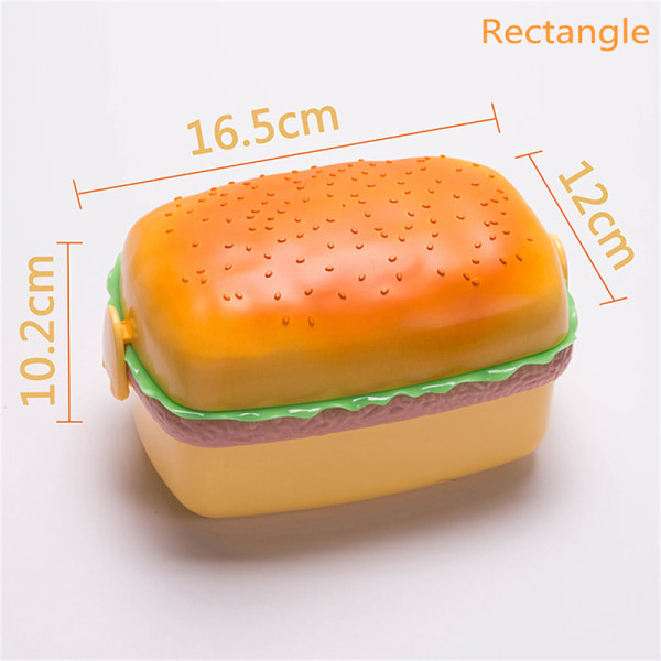 IC Creative Hamburger Dubbel Lounasrasia Bento-laatikko Sisältää Suorakulmion