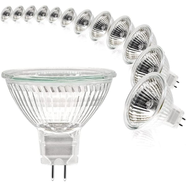 Halogeenilamput, MR16-kohdelamppu, 12V 20W lamppu, GU5.3-lamppu MR16 himmennettävä lamppu, 2-nastaiset halogeenilamput lämmin valkoinen 2700K, 12 kpl pakkaus (MR16-20W-12P)
