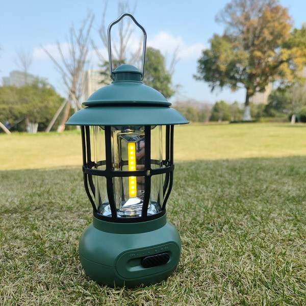 IC Utomhus campinglampa atmosfär varmt ljus belysning campinglampa retro hästlampa USB-laddningsstält campinglampa svart black