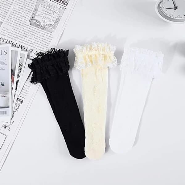 Women's Ruffle Lace Socks, Lace Socks, Ankle Length