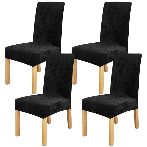 4-pack matstolsöverdrag i krossad sammet, stretchiga, avtagbara