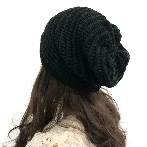 Hodeplagg Dame Lue Varm Strikket Hatt Søt Hatt for Kaldt Vær black