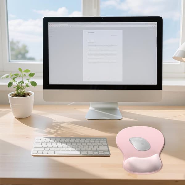 Gel Musemåtte med Håndledsstøtte - Gaming Musemåtte, Memory Foam, Skridsikker Base - Skrivebordstilbehør - 26x19,5 cm - Pink