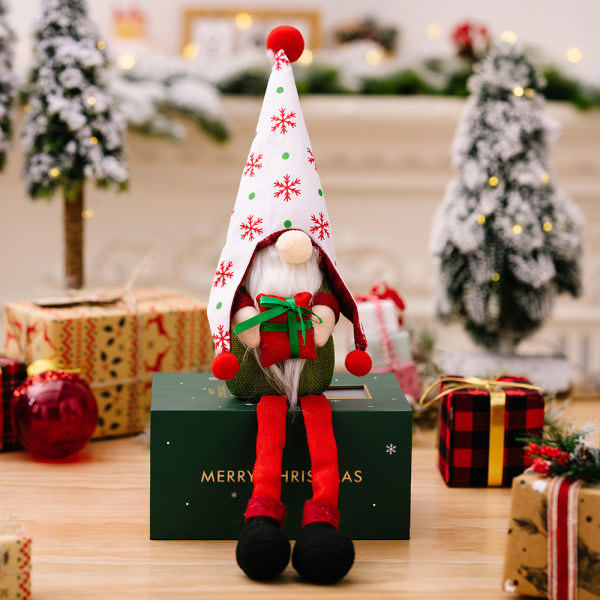 IC Jultomtar Plysch Uppstoppade Elf Doll Ornament, Söt sittande En cap
